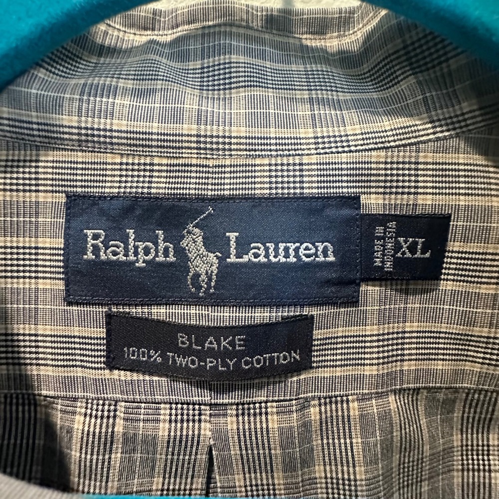 Ralph Lauren Blake Mens XL Plaid Button Down Shirt 100% Cotton Long Sleeve - Picture 3 of 10
